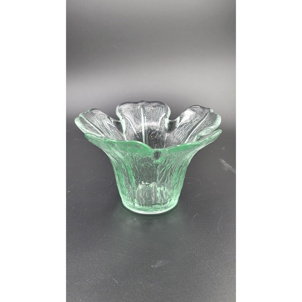 Vintage Green Recycled Glass Vase/Candle‎ Holders, Flower Art Deco